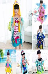 19 styles Mermaid bathrobe Kids Robes cartoon animal shark Nightgown Children Towels Hooded bathrobes C25083290949