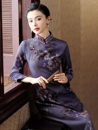 Ethnic Clothing Old Shanghai High Quality Manli Velvet Plus Size Cheongsam Women's Winter Mom High-End Casual Clothes