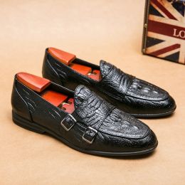 Boots 2022 New Men's Casual Shoes Classic LowCut Embossed Leather Shoes Comfortable Business Dress Shoes Man Loafers Plus Size 3847