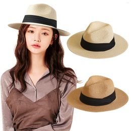 Wide Brim Hats Hat Sun For Women Men Fedora Straw Beach Couple Benny Travel Women's Summer Hiking