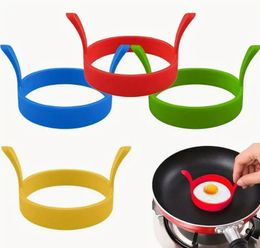 Colorful Silicone Egg Rings - Nonstick Fried Egg Mold with Handle, Perfect for Pancakes & Breakfast Sandwiches - 4-Piece Set