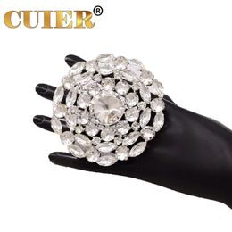 CUIER Luxury 8cm Round Rings for Women Drag Queen Oversize Jewellery Wedding Accessories Crystal AB 240305