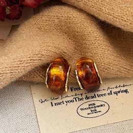 Stud Earrings Fashion C-shaped Amber Color Resin Hoop For Women Girls Charm Trend Earring Boucle Oreille Exquisite Jewelry