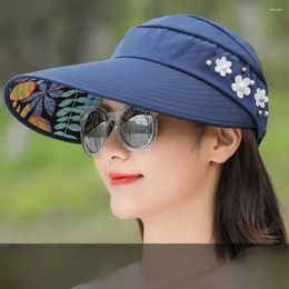 Wide Brim Hats Summer Outdoor Leisure Hat Ladies Travel All-Match Sun Big Eaves Foldable Adjustable UV Protection Caps For Women