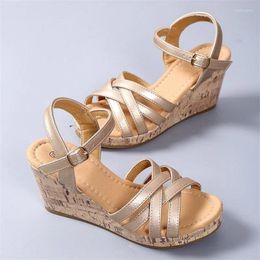 Sandals Women 2024 Summer Buckle Platform Heeled Roman High Heels Shoes Fashion Brown Casual Woman SandaliasLKUPc531