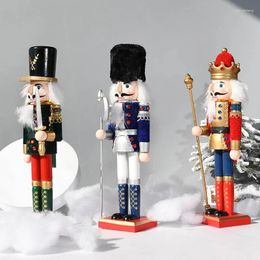 Party Decoration European Christmas Nutcracker Soldier Ornament 30cm Wooden Model Supplies For Home Bar Bookshelf Decor