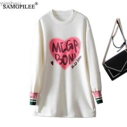 Women's T-Shirt SPILEE Oversized T-shirt Womens Fashion Round Neck Letter Map Color Matching Space Cotton Mid-length Womens T-shirts TopsC24319