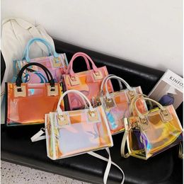 Shoulder Bags Holographic Transparent Jelly Bag High Quality PVC Women'S Designer Handbag Big Capacity Chain Messenger Clear