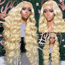 Synthetic Wigs Human Chignons Tuneful 613 Blonde 13x6 HD Lace Frontal Human Hair Wigs For Women Malaysian Body Wave Transparent 180% 13x4 Lace Front Human Wig 240327