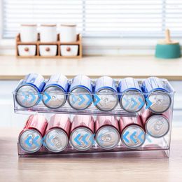 Kitchen Storage Automatic Rolling Down Holder Capacity Two-layered Beer Organizer With Feature For Neat Stable