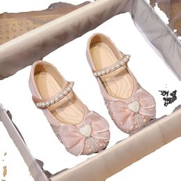 NK Girl's Princess 2024 Summer New Children's Small Leather Crystal Baby Single Spring And Autumn Shoes, Soft Soles GG