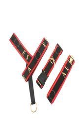Classic Letter Head Harnesses Set Gold Striped Pet Leashes Leather Border Fashion Dog Harness Corgi Schnauzer Leash Supplies2654261