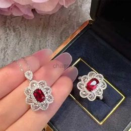 Bangle Luxury Classic Oversized Red AAA Cubic Zirconia Wedding Dinner Advanced Accessories Ladies Jewellery Set for Gift 240319
