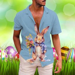 Men's Casual Shirts Leotard Shirt Men Easter Print Short Sleeve Male Spring And Summer Workout Set