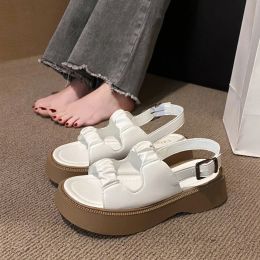 Sandals Muffins shoe 2023 Summer Female Sandal Comfort Shoes for Women Med Clogs Wedge AllMatch Flat Girls Medium Platform New Thick Be