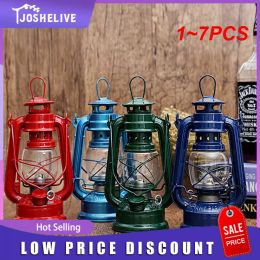 Tools 1~7PCS 19cm Retro Outdoor Camping Kerosene Lamp Oil Light Lantern Style Decor Multifunction Iron Camping Lamp Mediterranean