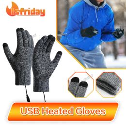 Gloves Winter Heated Gloves for Men Woman Ski Motorcycle USB Thermal Electric Heating Gloves Elasticity