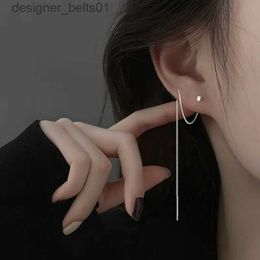 Stud 1Pair S925 Silver Needle 13CM Square Earrings Line Tassel Chain Drop Earring Womens Ear Line Straight Jewelry New Years GiftsC24319