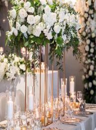Display Flower Stand Candle Holder Road Lead Table Centrepieces Metal Gold Stand Pillar Candlestick For Wedding Candelabra 0004886432