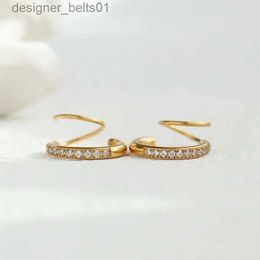 Stud Stainless Steel Minimal Geometric Hoops Earrings for Women Huggie Spiral Zirconia CZ Earring Cartilage Ear Piercing JewelryC24319