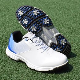 Shoes Men Golf Shoes Spikes Comfort Athletic Spiked Golf Training Shoes Pro Waterproof Golf Tour Shoe for Men Golfer Wide Fiess Golf