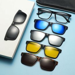 Designer Glasses Magnetic Suction Sleeve Sunglasses Interchangeable Polarising Mens Myopia Glasses Frame Sun Protection