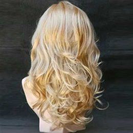 Synthetic Wigs Cosplay Wigs WHIMSICAL W Long Wavy Mix Blonde Wigs Natural Heat Resistant Hair Synthetic Wig for Women 240328 240327