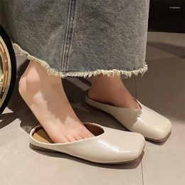 Slippers Flats Mules Shoes Women Square Toe Summer Slingback Sandals 2024 Casual Flip Flops Outdoor Walking Female Slides