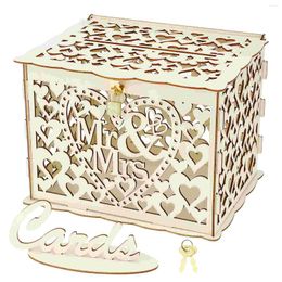 Jewellery Pouches Wood Wedding Storage Box Mr & Mrs Flower For Party Gathering (One Key 12 Rubber Rings Small Size)