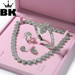 Bangle BLING KING beautiful set of womens heart Jewellery chain necklace adjustable heart bracelet open ring heart earring 240319