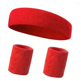 Knee Pads Elastic Sports Headband For Men Women Sweatband Stretch Outdoor Sweat Wristband Gym Running Tennis Headwrap 3Pcs Set