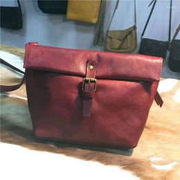 Totes Form Simple First Layer Cow Leather Small Women Bag 2024 Retro Shoulder Bags Leisure Solid Color Female Messenger