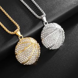 Pendant Necklaces Stainless Steel Gold Silver Color Basketball Necklace For Men Women Charm Sport Ball Chain Hip Hop Jewelry