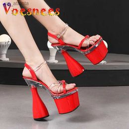 Dress Shoes 2022 New Summer Sexy Club Gladiator Sandals Women Chic Transparent PVC And Patent Leather Design 8CM Platform Round Heels H240325