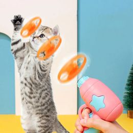 Cat Toy Funny Interactive Play Pet Training Mini Flying Disc Windmill Catapult Dog Toys Chewing Playing Supplies y240304