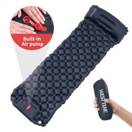 Mat Outdoor Sleeping Pad for Camping, Builtin Pump Inflatable Matt with Pillows, Ultralight Air Mat for Travel, Hiking, Backpacking