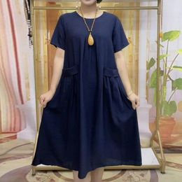 Casual Dresses Women Summer Midi Dress Breathable Elegant Women's With O-neck Short Sleeves For Work Holiday
