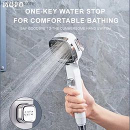 Bathroom Shower Heads High pressure shower head one click water stop toothbrush head water-saving adjustable shower bathroom accessories free delivery Y240319