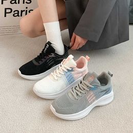 HBP Non-Brand 2024 Trendy thick bottom heightened women shoes mesh running sneakers laced female sport