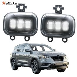 EEMRKE Led Car Fog Lights DRL PTF for Renault Koleos for Samsung QM6 2020 2021 2022 2023 Front Bumper Fog Lamp Assembly with Lens Driving 40W 12V White or Yellow