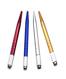 Aluminium Alloy Permanent Makeup Eyebrow Microblading Pen Machine 3D Tattoo Manual Doule Head Pens 4 Colours a38518z246i4022144