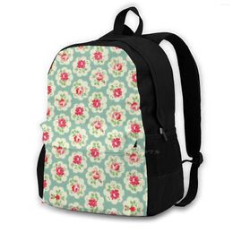 Backpack Flowers Design Bag For Men Women Girls Teenage Black Floral Pattern Pretty Vintag Pink Girly Roses Shabby Chic