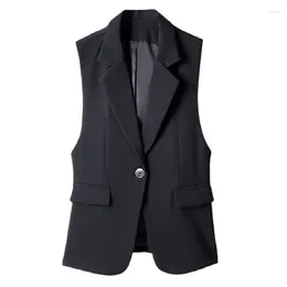 Women's Vests 2024 Business Women Sleeveless Jacket Korean Style Draped OL Tops Formal Office Ladies Coat El Bar Work Wear