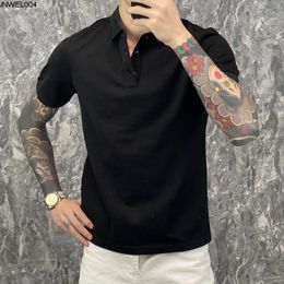 Designer Short Sleeves Internet Famous Black Short Sleeved Polo Shirt with Collar T-shirt for Mens Spring/summer Solid Colour Slim Fit Bottom Trend {category}