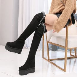 Boots High Heels Boots Women Long Over Thigh Knee High Wedge Boots With Platform Booties Lady Sexy Winter Shoes 15cm