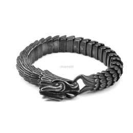 Bangle Retro dragon Scandinavian Link Chain bracelet for men ruling faucet Keel Punk stainless steel Jewellery Viking Fahion 240319