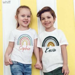 T-shirts Personalised Rainbow with Name T-Shirt Children for Boys Girls Clothes Custom Kids Shirts Child Baby Tees Tops Toddler T ShirtsC24319