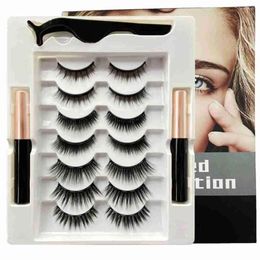 False Eyelashes 7 Pairs Of Magnetic Natural Lashes Handmade 3D Makeup Reusable Set Pen For