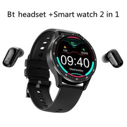 Wristwatches X7 Smart Watch TWS Two in One Wireless Bluetooth Headset Dual Headset Call Health Blood Pressure Sports Music Smartwatch 240319