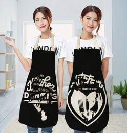 Fashion Cotton and Linen Printing Creative European and American Simple Black and White Colour Printing Apron Factory Direct Supply Wholesale